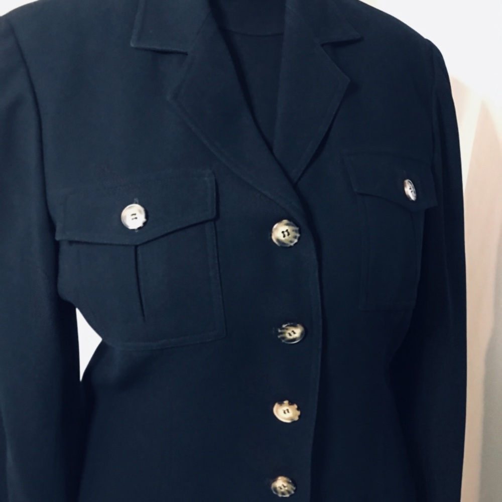 Evan Picone Black Dbl Pocket Skirt Suit Size 16